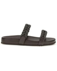 Brunello Cucinelli - Calf Leather Bos Taurus Flat Sandals - Lyst