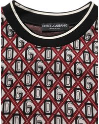 Dolce & Gabbana - Red Logo Cotton Jacquard Sweatshirt Sweater - Lyst