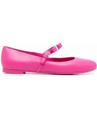 Ferragamo - Bow-Detail Leather Ballerina Shoes - Lyst