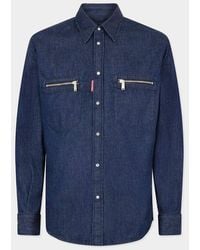 DSquared² - Dsquared2 Denim With Zip Pocket Details Shirt - Lyst