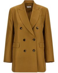 Alberto Biani - Double-Breasted Viscose Linen Blazer - Lyst