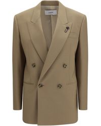 Lardini - Double-Breasted Stretch Wool Blend Blazer Blazers & Vests - Lyst