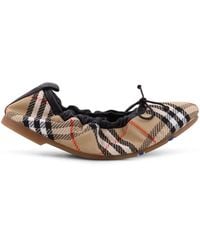 Burberry - Fawn Ballerinas With Traditional Check Motif - Lyst