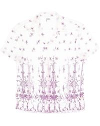 Bode - Lavandula Bowling Shirt In Embroidered Tulle - Lyst