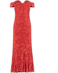 Balensi - Lace Heart-Neck Long Dress Polyamide; Viscose; Elastane - Lyst