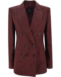 Etro - Double-Breasted Jacket With Floral Jacquard Pattern - Lyst