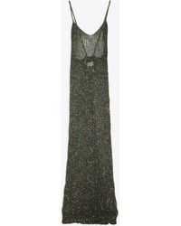 Laneus - Pailletes Dress Military Net Knitted Long Dress With Sequins - Lyst