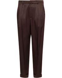 Saint Laurent - Chocolate Duchesse Silk Satin Slim-Fit Trousers - Lyst