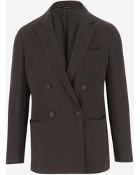 Giorgio Armani - Single-Breasted Wool Blazer with Side Pockets - Lyst