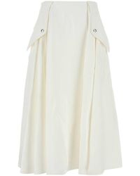 Bottega Veneta Fluid Viscose Organza Fringe Skirt in Black