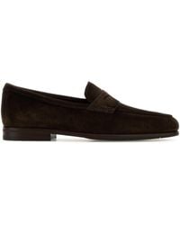 Santoni - Suede Carlos Slip-On Loafers - Lyst