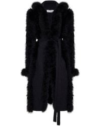 The Attico - Knit And Feathers Long Belted Cardigan - Lyst