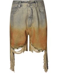 Rick Owens - Vintage Effect Distressed Denim Shorts - Lyst