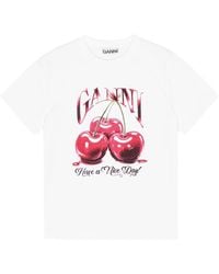 Ganni - Basic Jersey Cherry Relaxed T-Shirt - Lyst