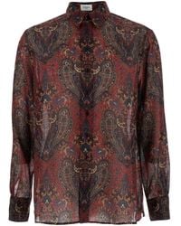 Saint Laurent - Shirt With Pointed Collar And All-Over Paisley Motif - Lyst
