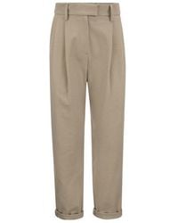 Brunello Cucinelli - Talco Cotton Tapered Trousers With Cuffs - Lyst