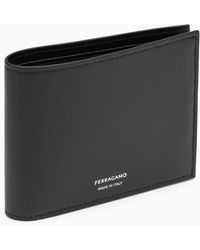 Ferragamo - Black Leather Wallet With Logo - Lyst