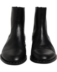 Dolce & Gabbana - Leather Logo Ankle Boots Studded Shoes Calf - Lyst