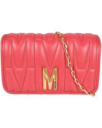 Moschino - M Plaque Quilted Flap Chain Shoulder Bag - Lyst