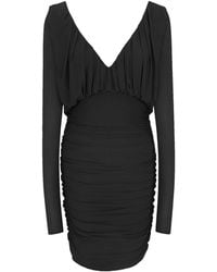Saint Laurent - Draped Cupro Mini Dress - Lyst