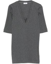 Brunello Cucinelli - V-Neck Embellished T-Shirt - Lyst