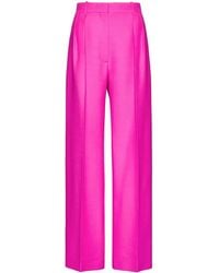 Valentino - Crepe Couture Wide-Leg Trousers - Lyst
