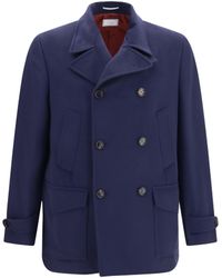 Brunello Cucinelli - Double-Breasted Wool Coat - Lyst
