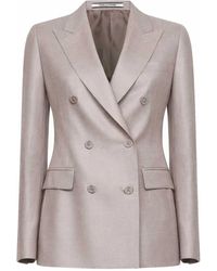 Tagliatore - Wool And Silk And Linen Double-Breasted Blazer - Lyst