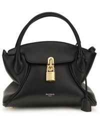 Balmain - Black Calf Leather Bos Taurus Handbag - Lyst