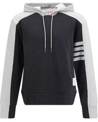 Thom Browne - Loopback Colorblock Hooded Sweatshirt Dark Pale Cotton Sweatshirts - Lyst