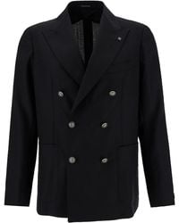 Tagliatore - 'Montecarlo' Double-Breasted Jacket With-Colored Buttons - Lyst