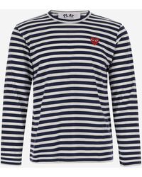 Comme des Garçons - Long Sleeve T-Shirt With Striped Pattern And Logo - Lyst