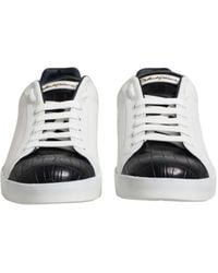 Dolce & Gabbana - Leather Portofino Sneaker Shoes Calfskin Crocodile - Lyst