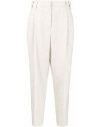 Brunello Cucinelli - Off Wool Tailored Trousers - Lyst