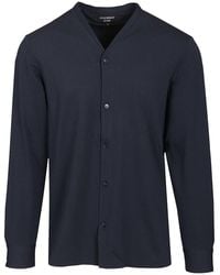 Emporio Armani - Seersucker V-Neck Shirt Polyamide Elastane - Lyst