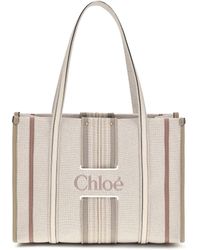 Chloé - Woody Loop Canvas Tote Bag Cotton; Viscose Shoulder - Lyst