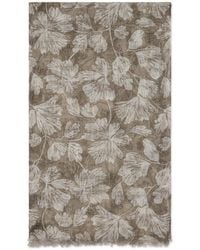 Brunello Cucinelli - Floral-Print Linen Scarf - Lyst