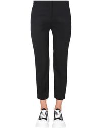 Alexander McQueen Cropped Straight Trousers - Black
