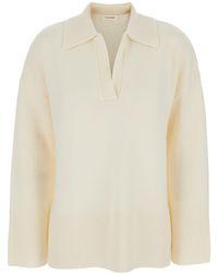 P.A.R.O.S.H. - Sweater With Polo Shirt Style Collar And Dropped Shoulder - Lyst