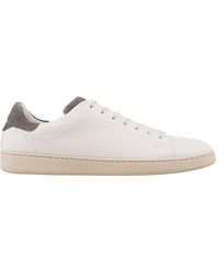 Kiton - Leather Sneakers With Light Details - Lyst