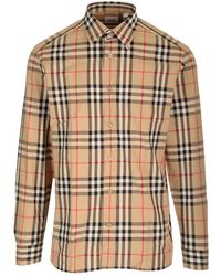 Burberry - Cotton Shirt With Check Pattern - Lyst