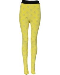 Dolce & Gabbana - Yellow Logo Slim Fit Leggings Pants - Lyst