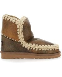 Mou - Eskimo Ankle Boots With Crochet Details And Logo Patch On The Rear - Lyst