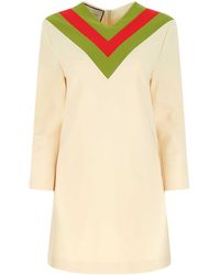 Gucci - Ivory Stretch Viscose Blend Mini Dress - Lyst