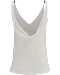 Brunello Cucinelli - Top Silk Crêpe Sablé Tops - Lyst