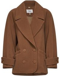 Chloé - Dusty Herringbone Wool Short Coat - Lyst