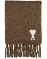 Ami Paris - Alpaca Wool Blend Scarf With De Coeur Logo - Lyst