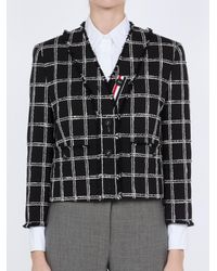 Thom Browne - Veste Cardigan Col V En Tweed Houndstooth À Carreaux Jacket - Lyst