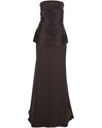 Solace London - 'Alia' Long Dress With Straight Neckline And Flare - Lyst