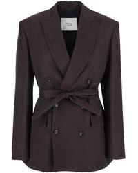 Tela - Double-Breasted Jacket With Peak Revers - Lyst